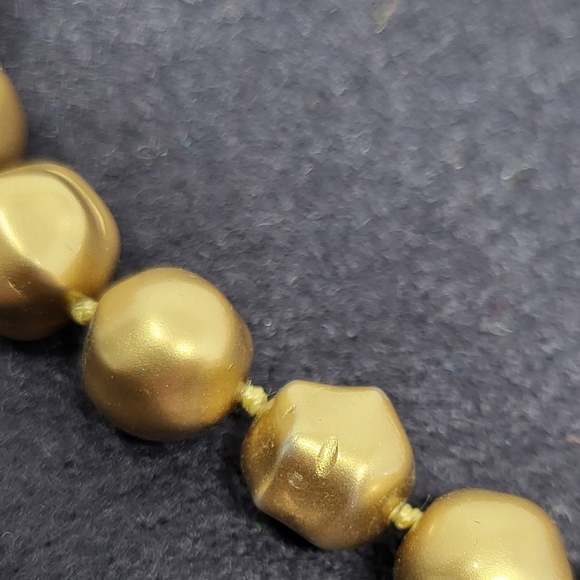 Vintage Oscar de la Renta Brushed Gold-Tone Nugget Bead Necklace - Picture 9 of 9